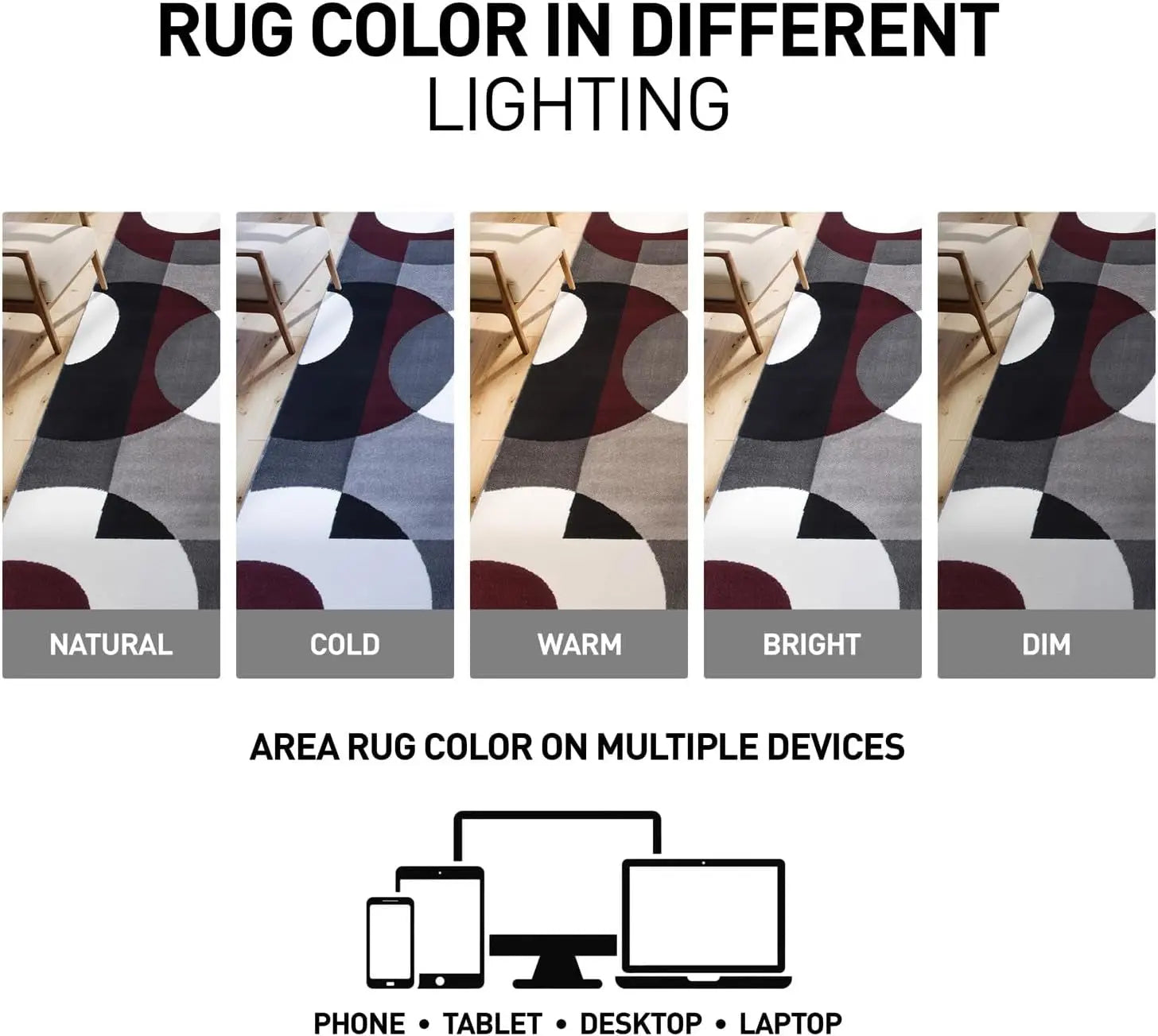 Contemporary Circles Area Rug - Low Maintenance Soft Runner for Home Office, Living Room, Bedroom, and Kitchen - 2' x 7'2" - Burgundy