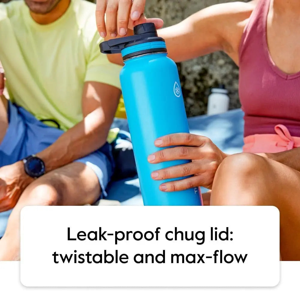 18 oz Stainless Steel Water Bottle with Double Wall Vacuum Insulation, Spout and Straw Lids, White