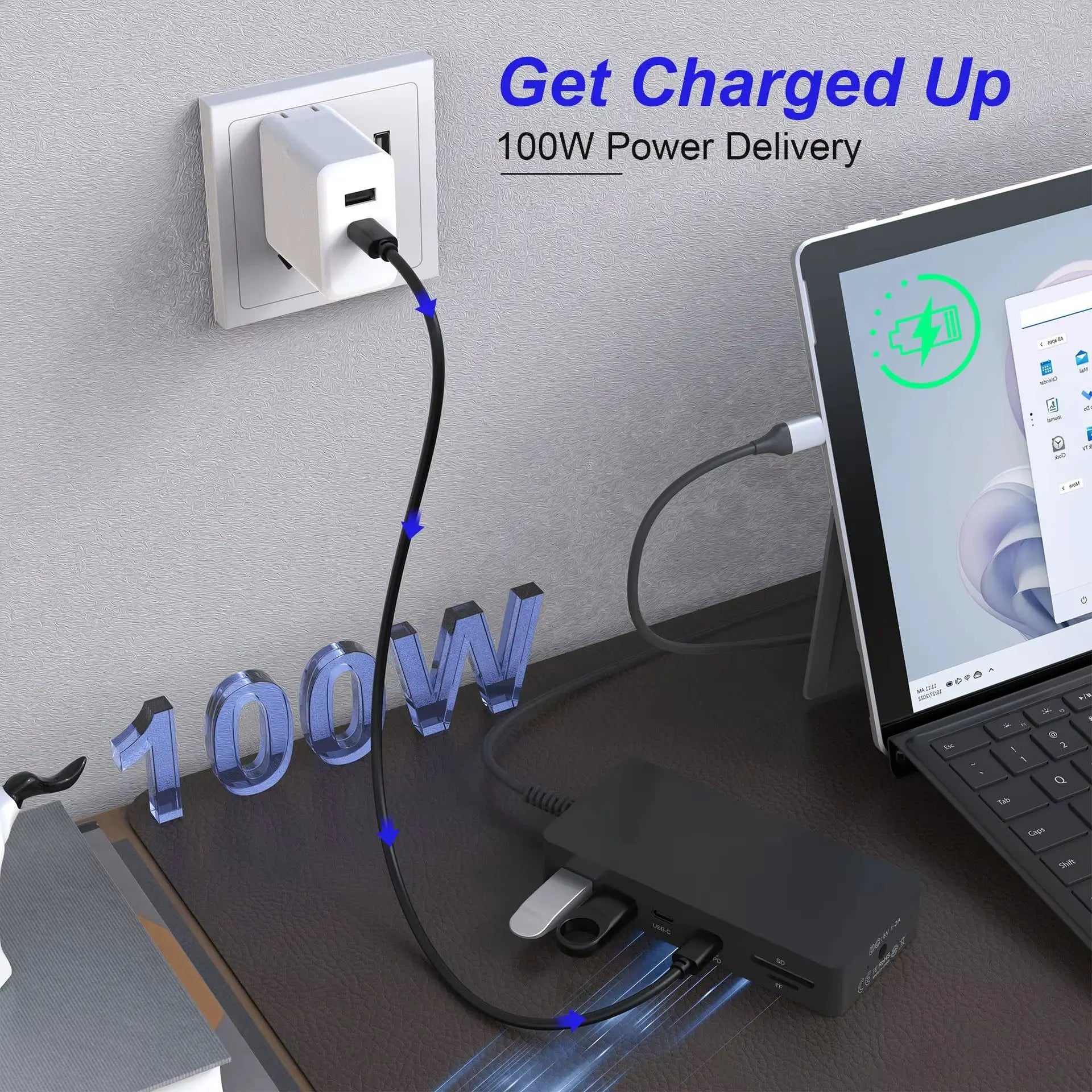 11-in-1 Microsoft Surface Dock with 3 USB Ports, 2 USB-C Ports (PD 100W), 5Gbps Data Transfer, and HDMI-Compatible Type-C Hub for Surface Laptop 5