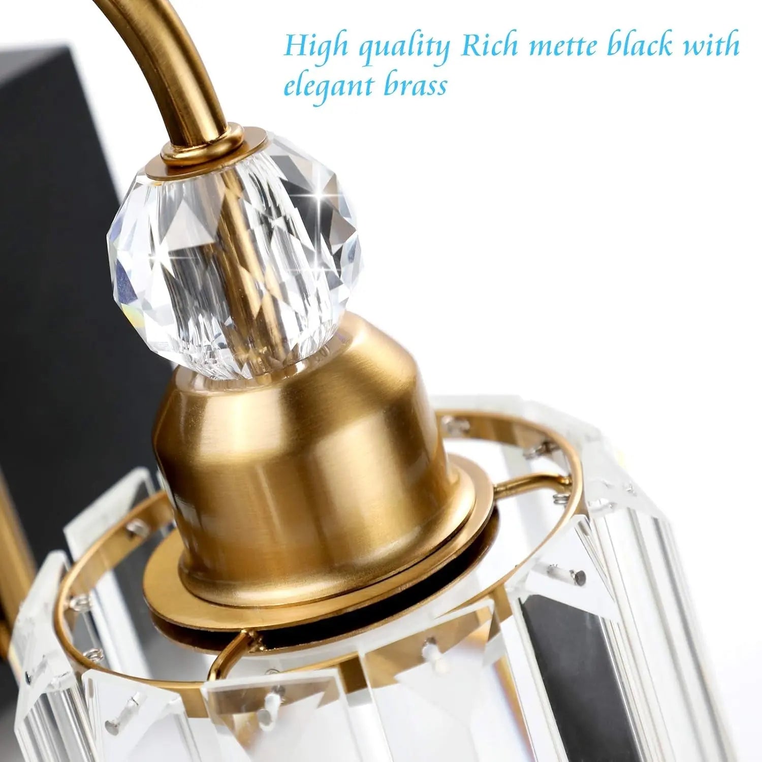 Modern LED Vanity Light Fixture with 4 Lights in Matte Black and Crystal Accents for Bathroom Decor