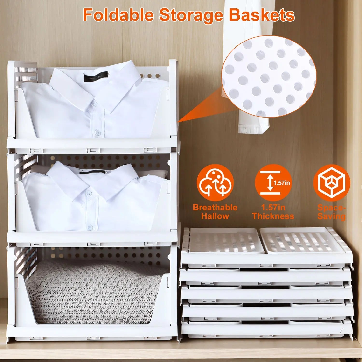 4-Pack Stackable Plastic Storage Boxes with Slide Rail for Living Room, Bedroom, and Wardrobe - FedEx Shipping Available