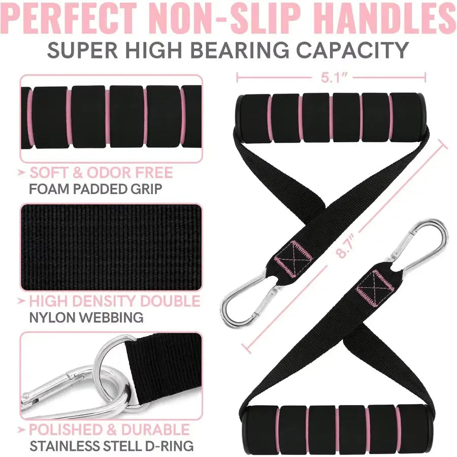 Professional Resistance Bands Set for Strength Training - 12-Piece Exercise Bands with Handles and Door Anchors, 10-100LB Range by Makaron