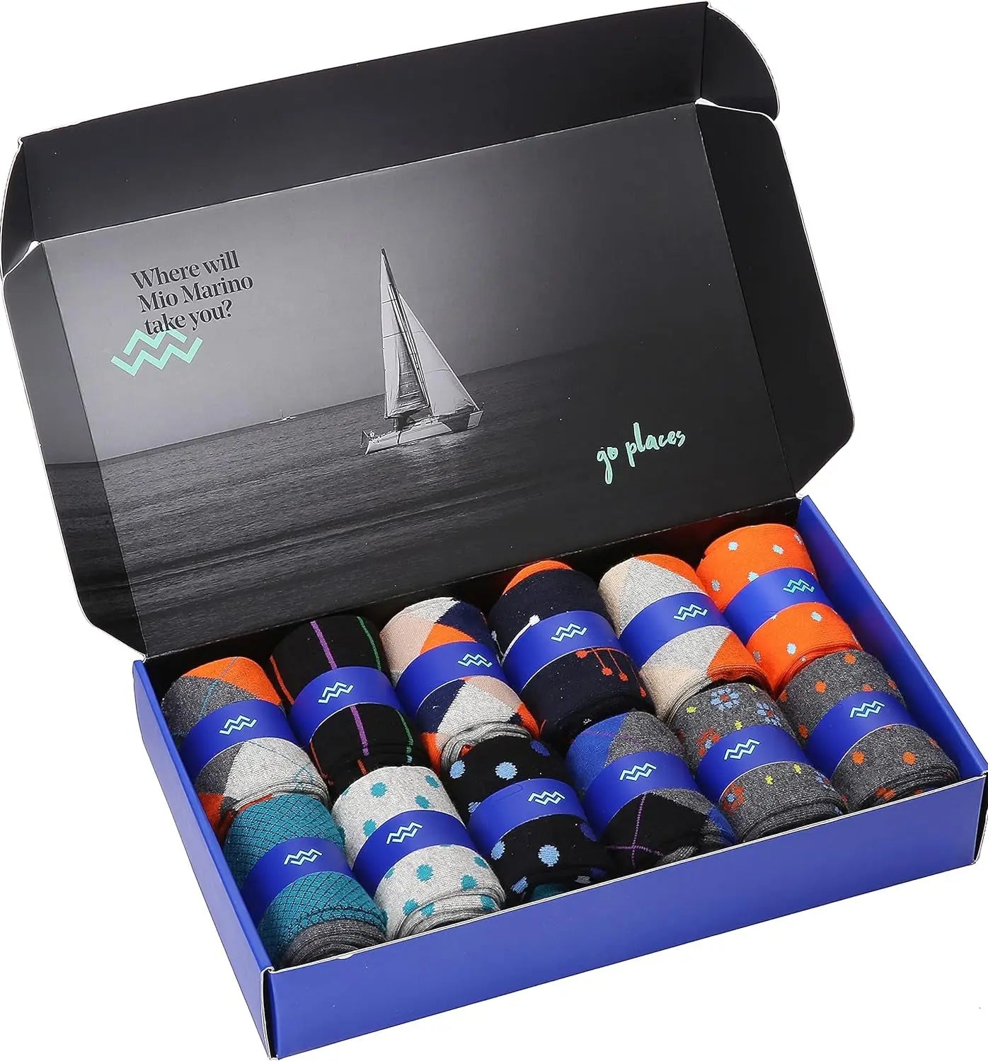 Marino Men's Dress Socks - Vibrant Cotton Patterned Socks - 12 Pack