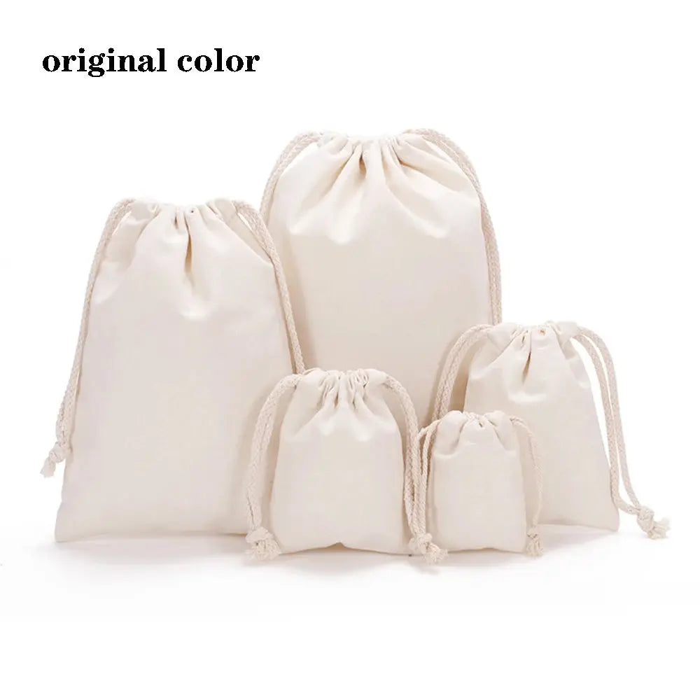Canvas Drawstring Storage Bag - Portable Cotton Organizer Tote for Groceries and Shopping