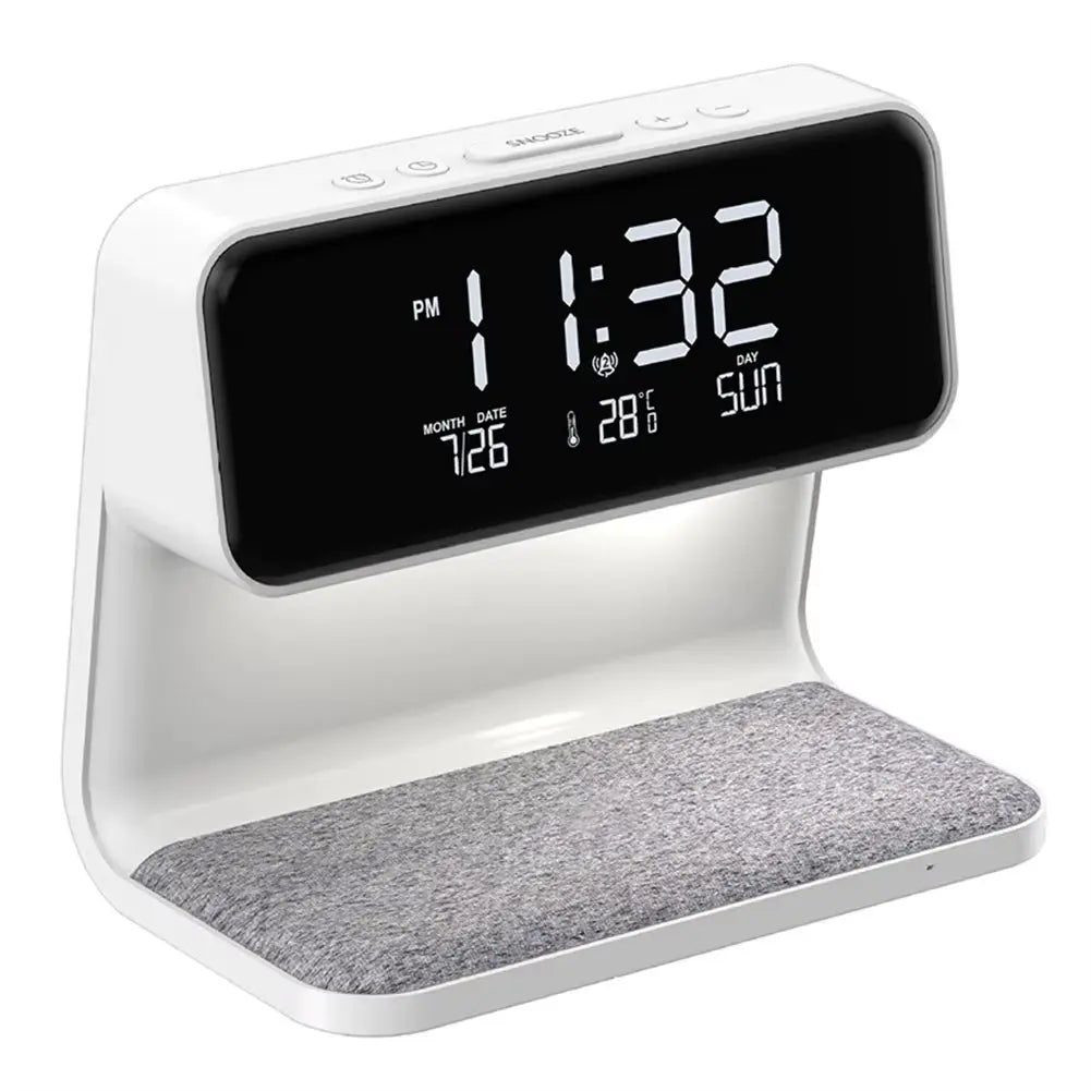 3-in-1 Touch Control Nightstand Lamp with Wireless Charger and Dimmable Digital Alarm Clock for Bedroom and Dormitory