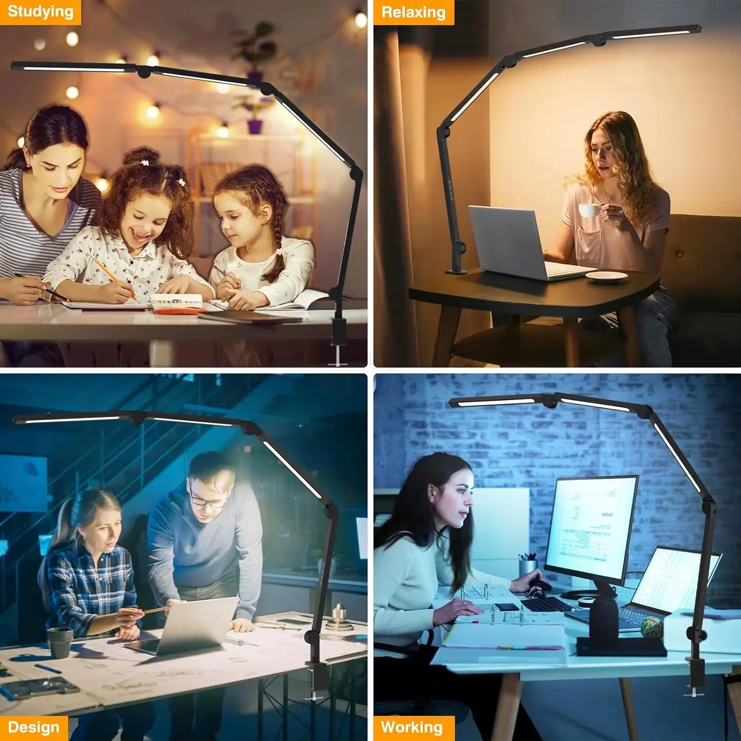 Professional Multi-Angle LED Desk Lamp with Clip and Adjustable 3-Light Source for Home Office and Studio Use