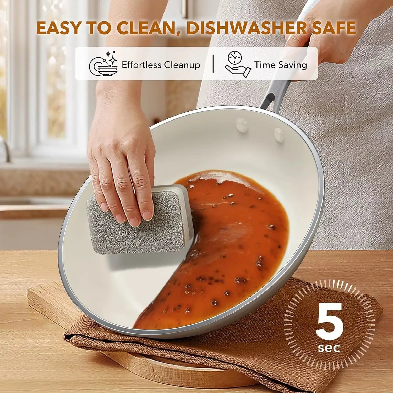 Ceramic Non-Stick Cookware Set, 11-Piece Induction-Compatible Cookware Collection (PFAS, PFOA, and PTFE Free)