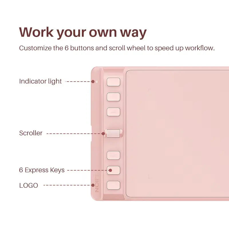 Inspiroy 2 S H641P Graphics Tablet - 6.3 x 3.9 Inch Digital Drawing Pen Tablet with 6 Express Keys, Compatible with Android, Mac, and Windows