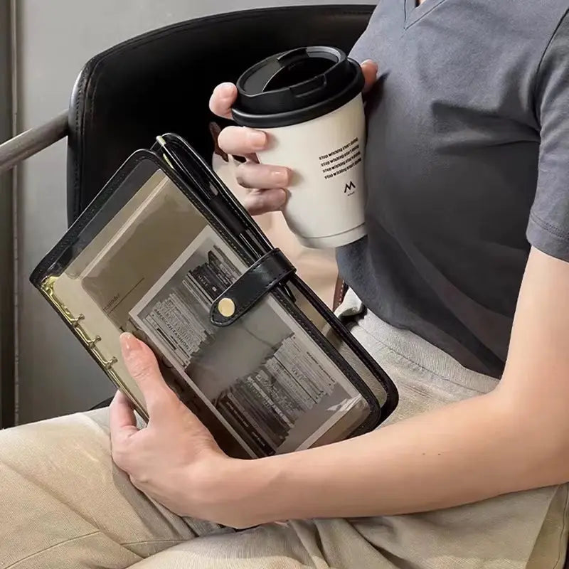 A5 A6 Transparent Binder Journal Soft Cover Notebook Diary Agenda Planner for Business and Office Use