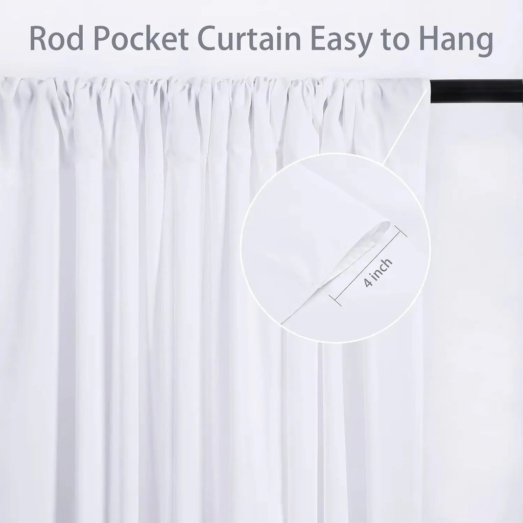 20x10 Ft Polyester Wrinkle-Free White Backdrop Curtains for Events - 4 Panels 5x10 Ft Photo Drapes for Weddings and Birthdays