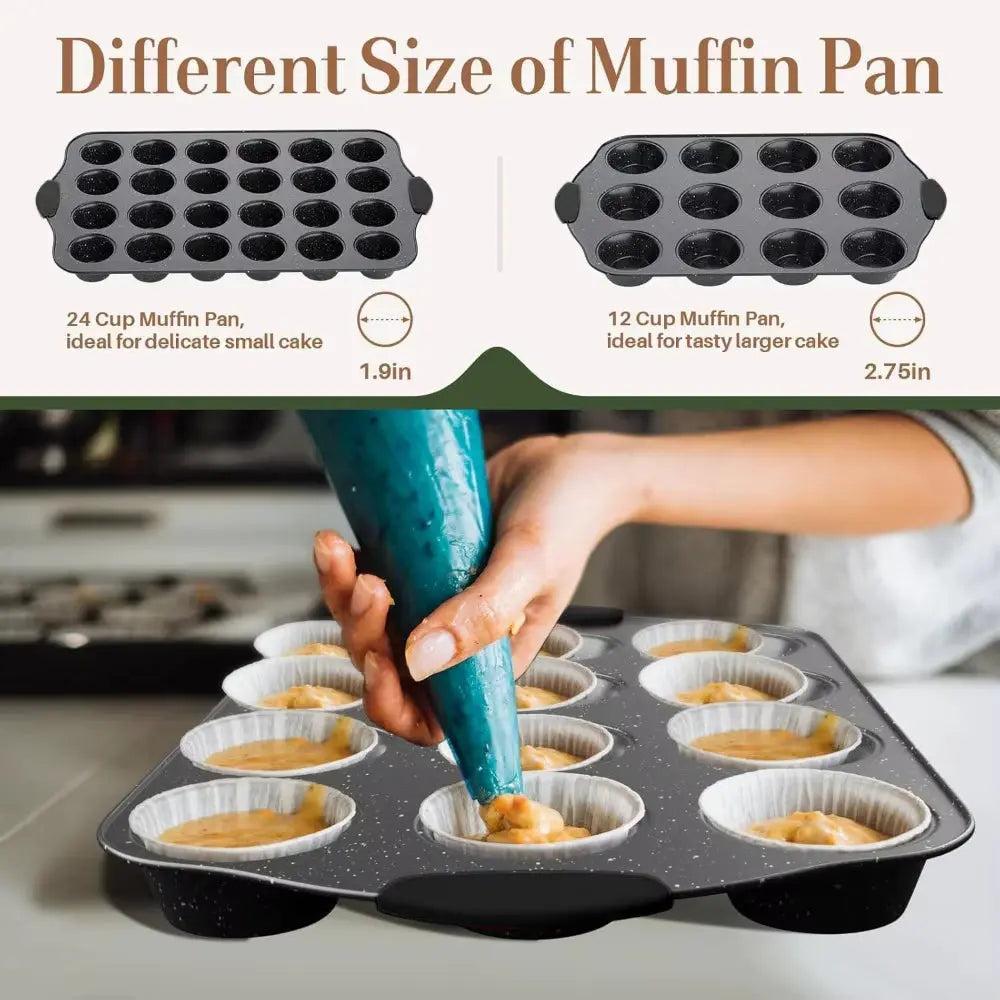 11-Piece Nonstick Bakeware Set with Silicone Handles, Stackable Oven Pans for Baking, Includes Cookie Sheet and More