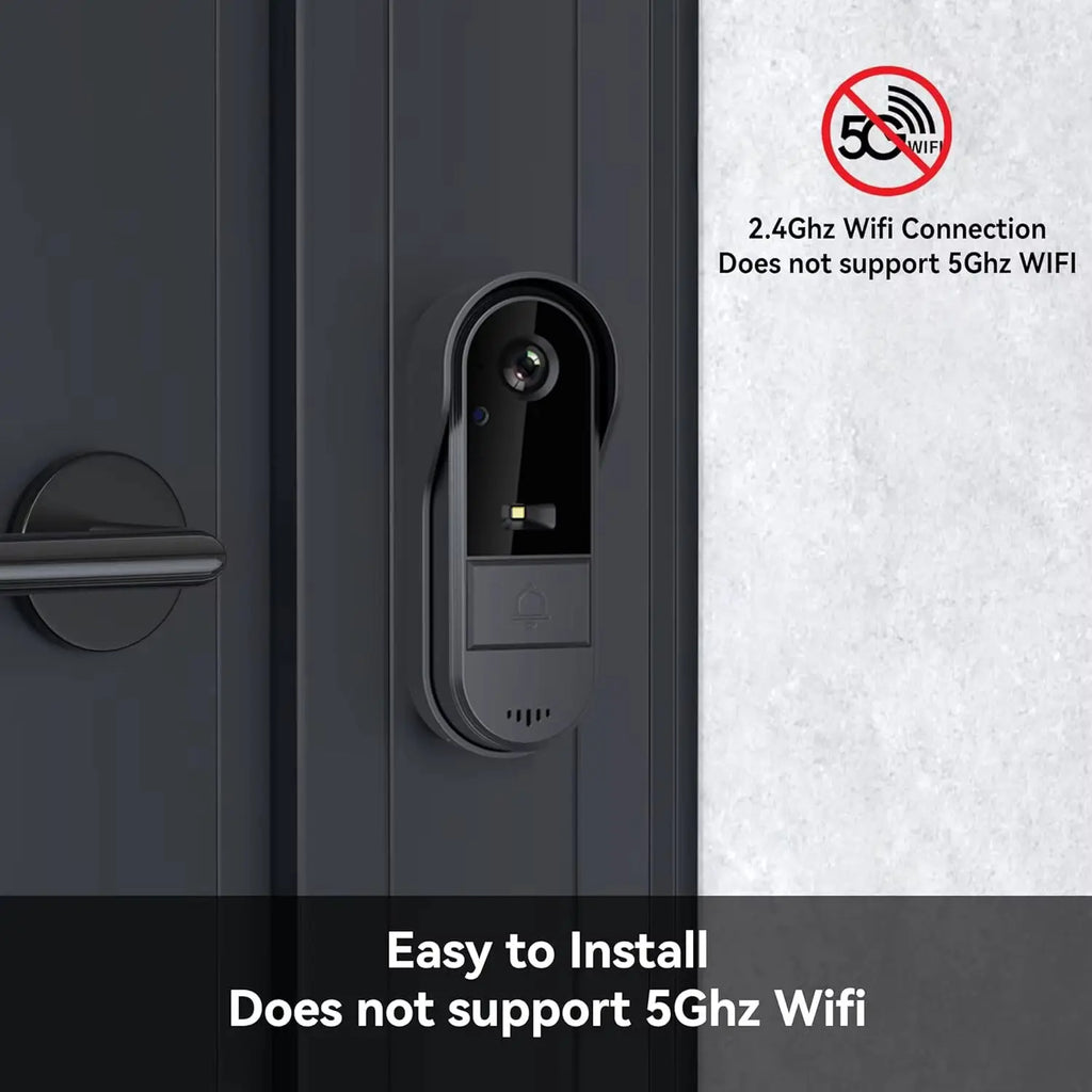 WiFi Wireless Smart Video Doorbell with Two-Way Intercom and 1080P HD Camera, Waterproof Outdoor Design for Smart Home Security