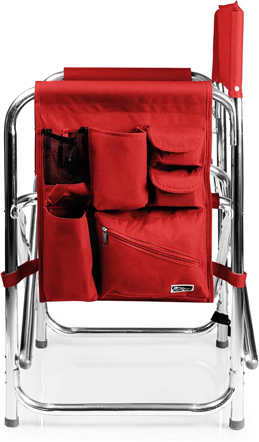 Sports Chair with Side Table - Foldable Padded Outdoor Camping Chair for Adults, 300-Lbs Capacity, Ideal for Lawn, Beach, and Sports Activities (Red)