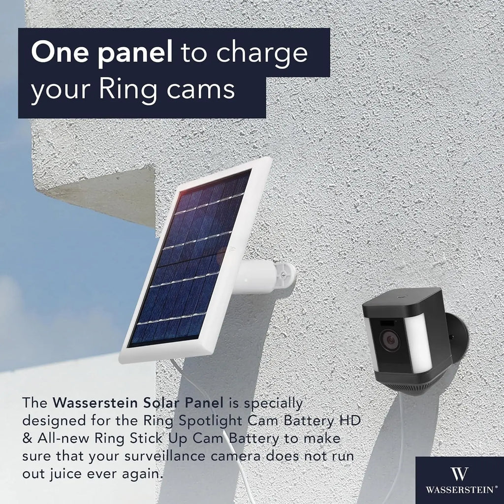 Solar Panel for Ring Spotlight Cam/Plus/Pro Battery, Stick Up Cam/Pro, and Outdoor Cam with Battery - Continuous Power Solution for Ring Surveillance Cameras (3-Pack, White)