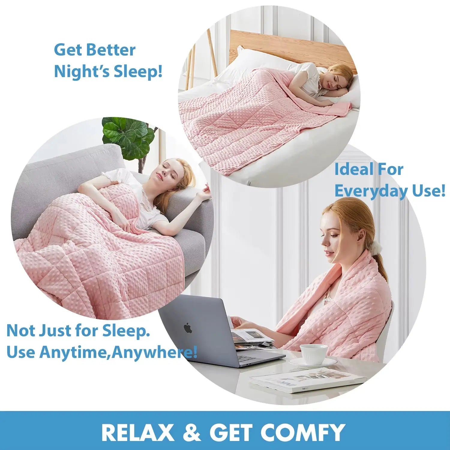 Premium Pink Breathable Soft Minky Weighted Throw Blanket for All Seasons - Ideal for Singles, Couples, and Double Use with Glass Bead Filling