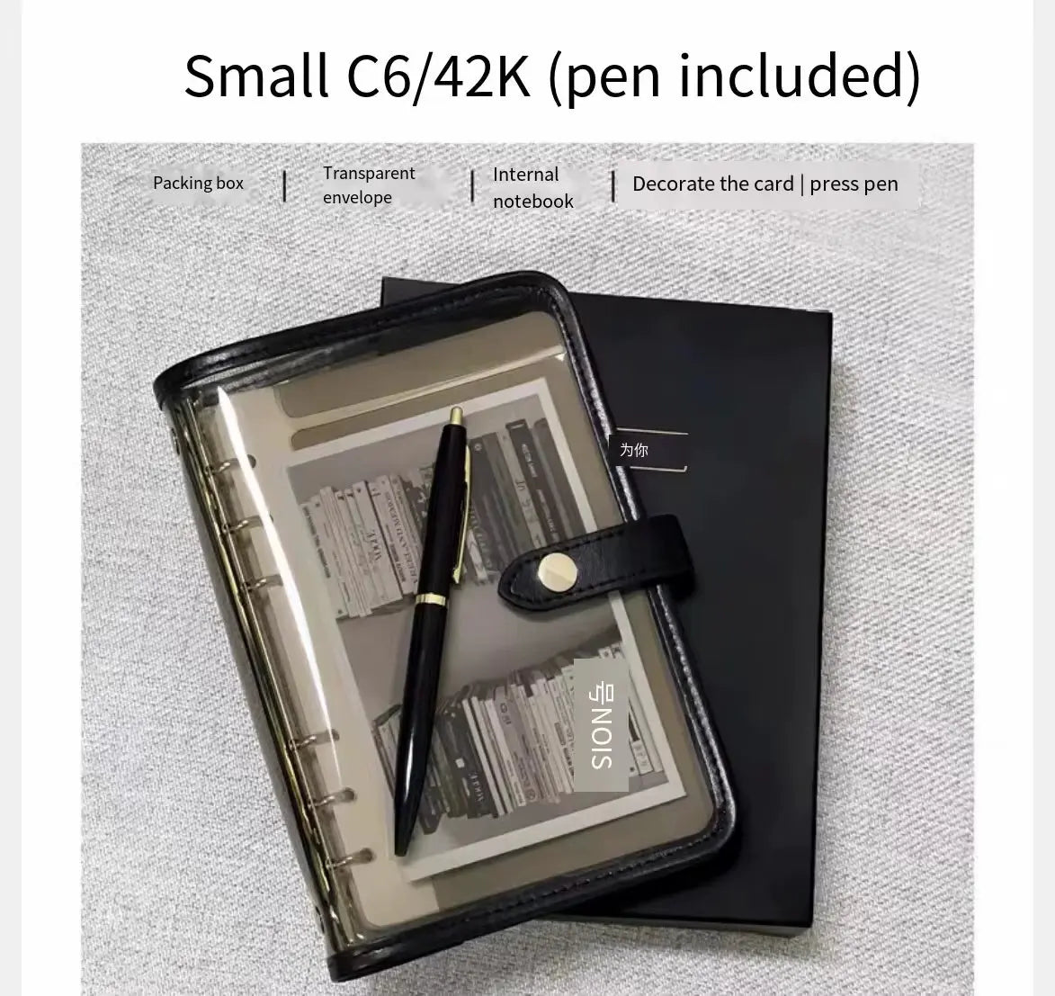 A5 A6 Transparent Binder Journal Soft Cover Notebook Diary Agenda Planner for Business and Office Use