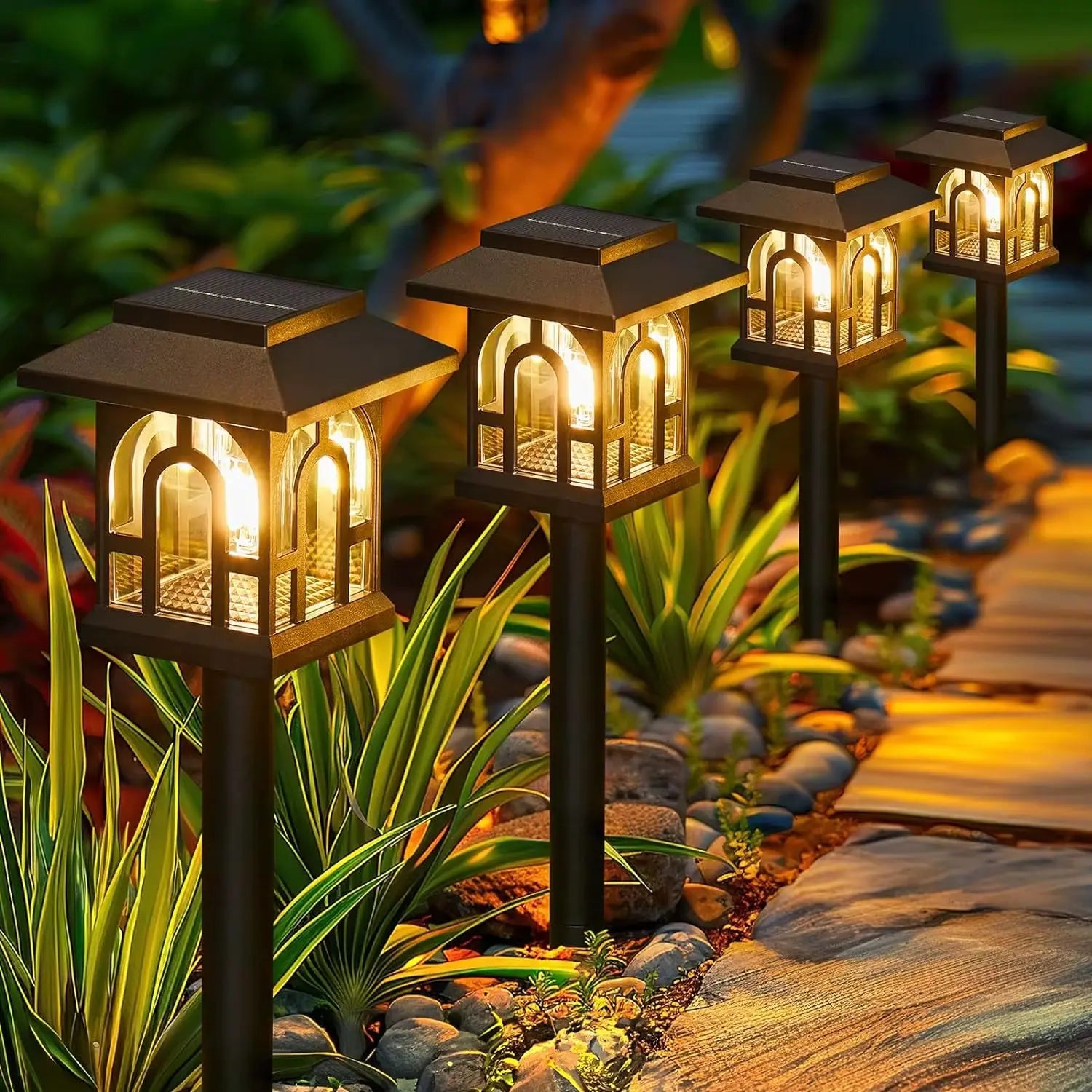 Solar Pathway Lights - 6/10 Pack Outdoor Landscape Lighting with Automatic On/Off for Yard, Lawn, Patio, and Walkway