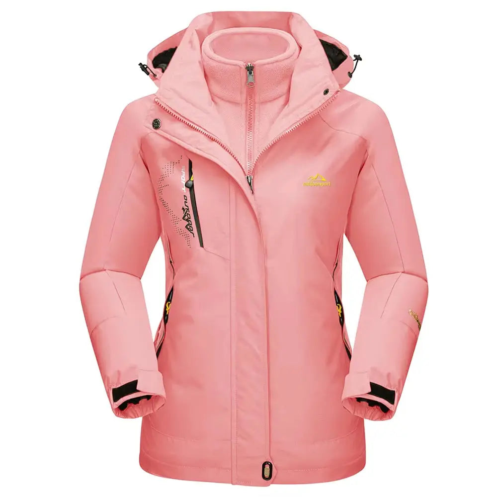 Women's 3-in-1 Winter Fleece Jacket - Waterproof Ski and Snowboard Coat, Outdoor Rain and Windbreaker Parka