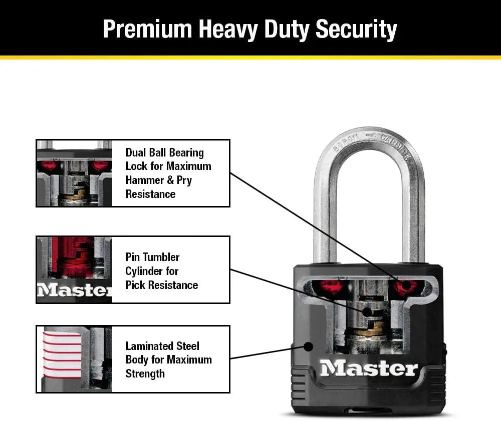 Magnum Heavy Duty Outdoor Padlock by  - Weather Resistant Body and Cut Resistant Shackle for Fences, Gates, and Sheds, Model M115XDLF
