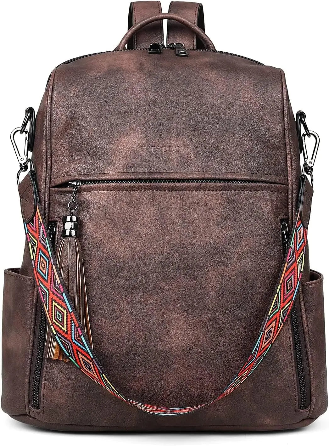 Women's Leather Designer Backpack Purse - Stylish Travel Shoulder Bag with Tassel Detail