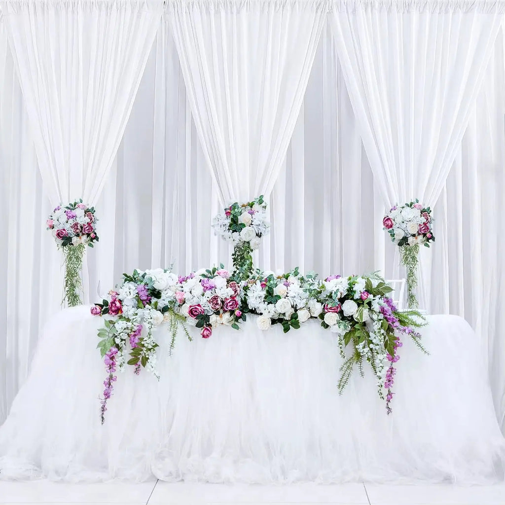 20x10 Ft Polyester Wrinkle-Free White Backdrop Curtains for Events - 4 Panels 5x10 Ft Photo Drapes for Weddings and Birthdays