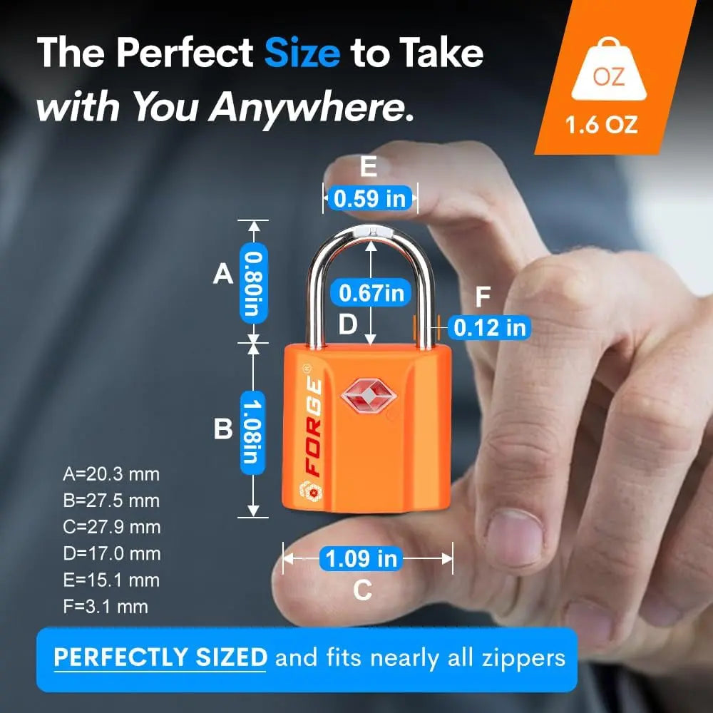 TSA-Approved Travel Locks with Ultra-Secure Dimple Key Mechanism and Zinc Alloy Construction