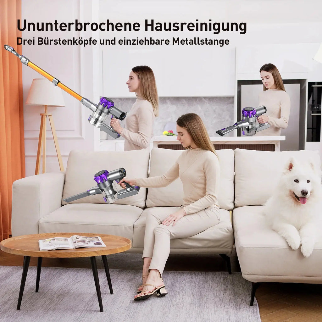 YISORA Cordless Vacuum Cleaner - 30Kpa Suction Power, 55 Minutes Runtime, Touchscreen Control, Ideal for Pet Hair and Carpets