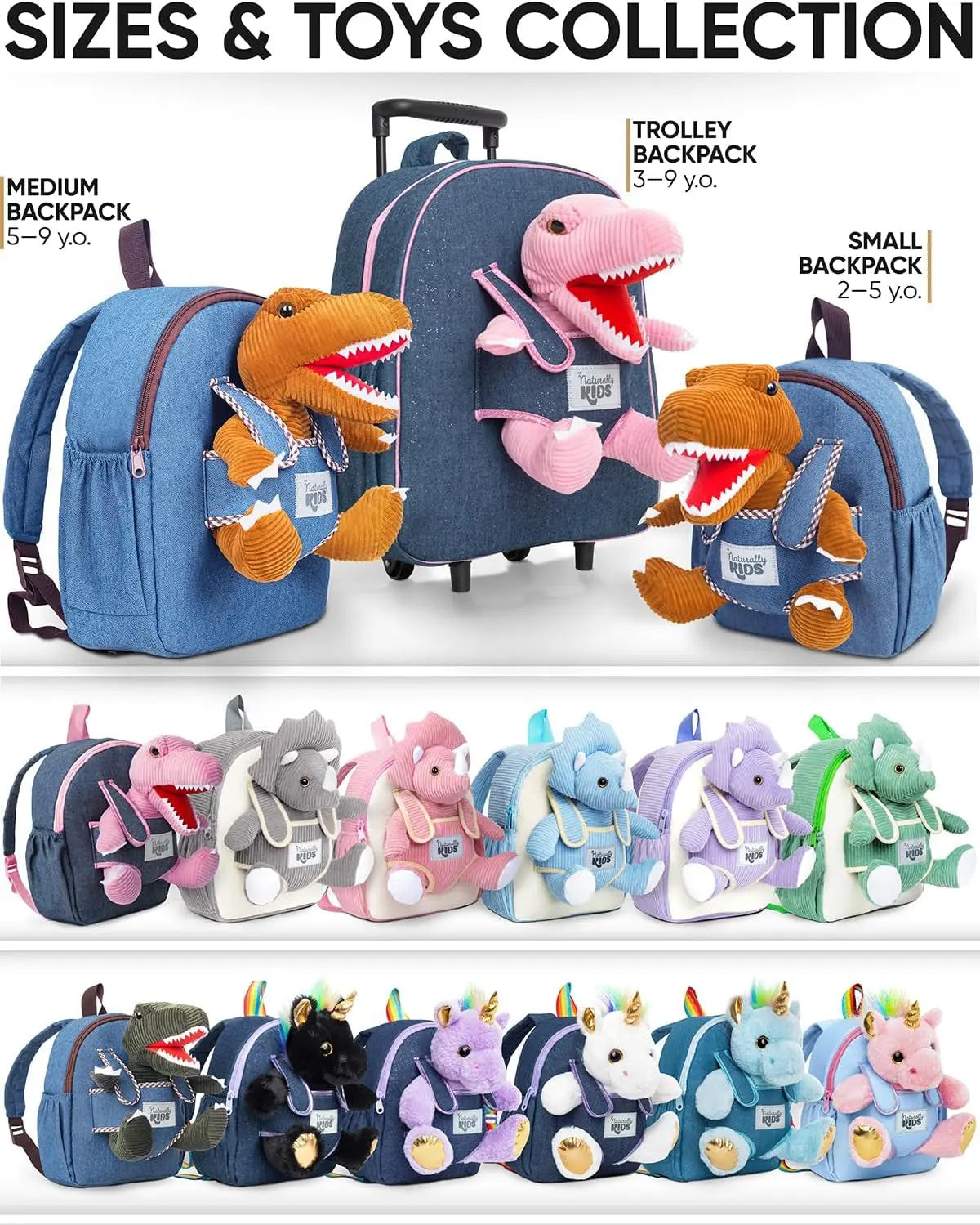 Dinosaur-Themed Toddler Backpack for Ages 3-5 with Detachable Toy, Multiple Pockets, and Reflective Logo Patch