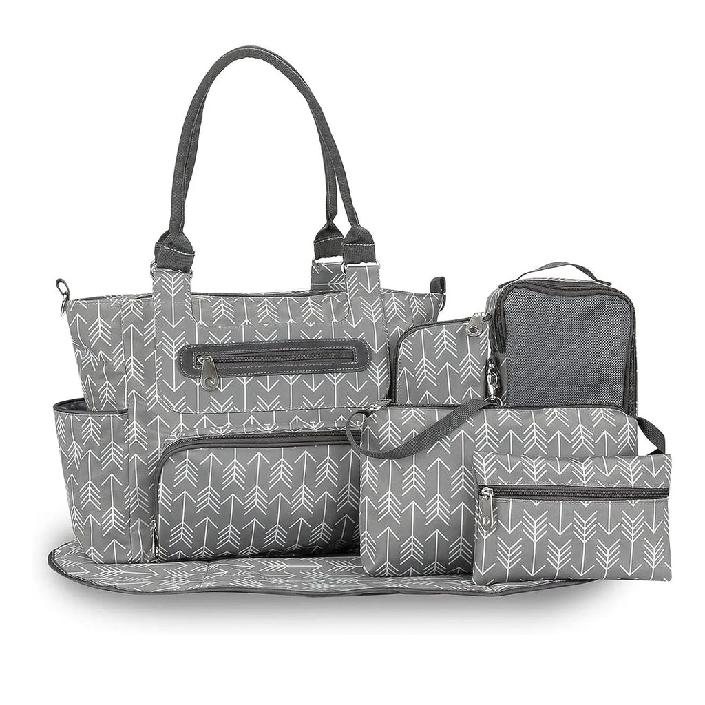 8-Piece Multifunctional Diaper Bag Set for Parents, Including Changing Bags, Bottle Bag, Mesh Bag, Purse, Diaper Pad, 2 Burp Cloths, and 2 Hook Straps