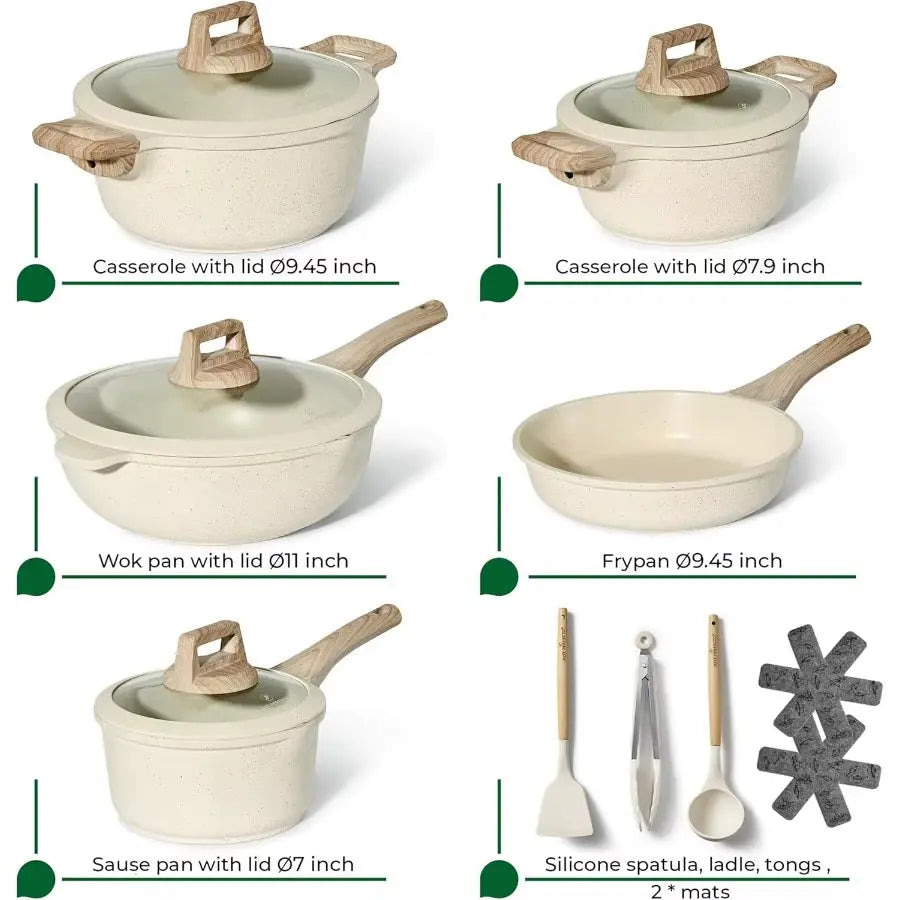Induction Cookware Set - Non-Teflon and Non-PFOA Pots and Pans with Lids
