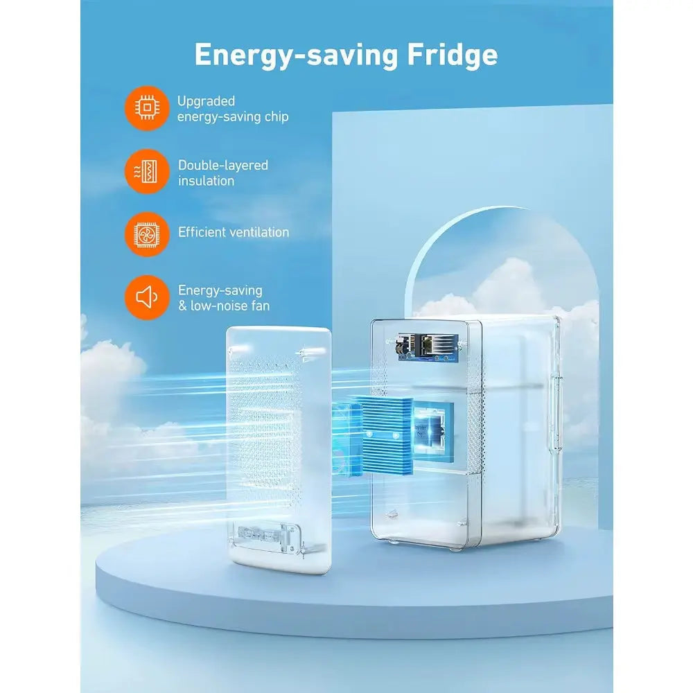 Mini Fridge 2.0 Generation, 6 Liter Capacity Makeup and Skincare Refrigerator, 110V AC/12V DC Portable Thermoelectric Cooler and Warmer