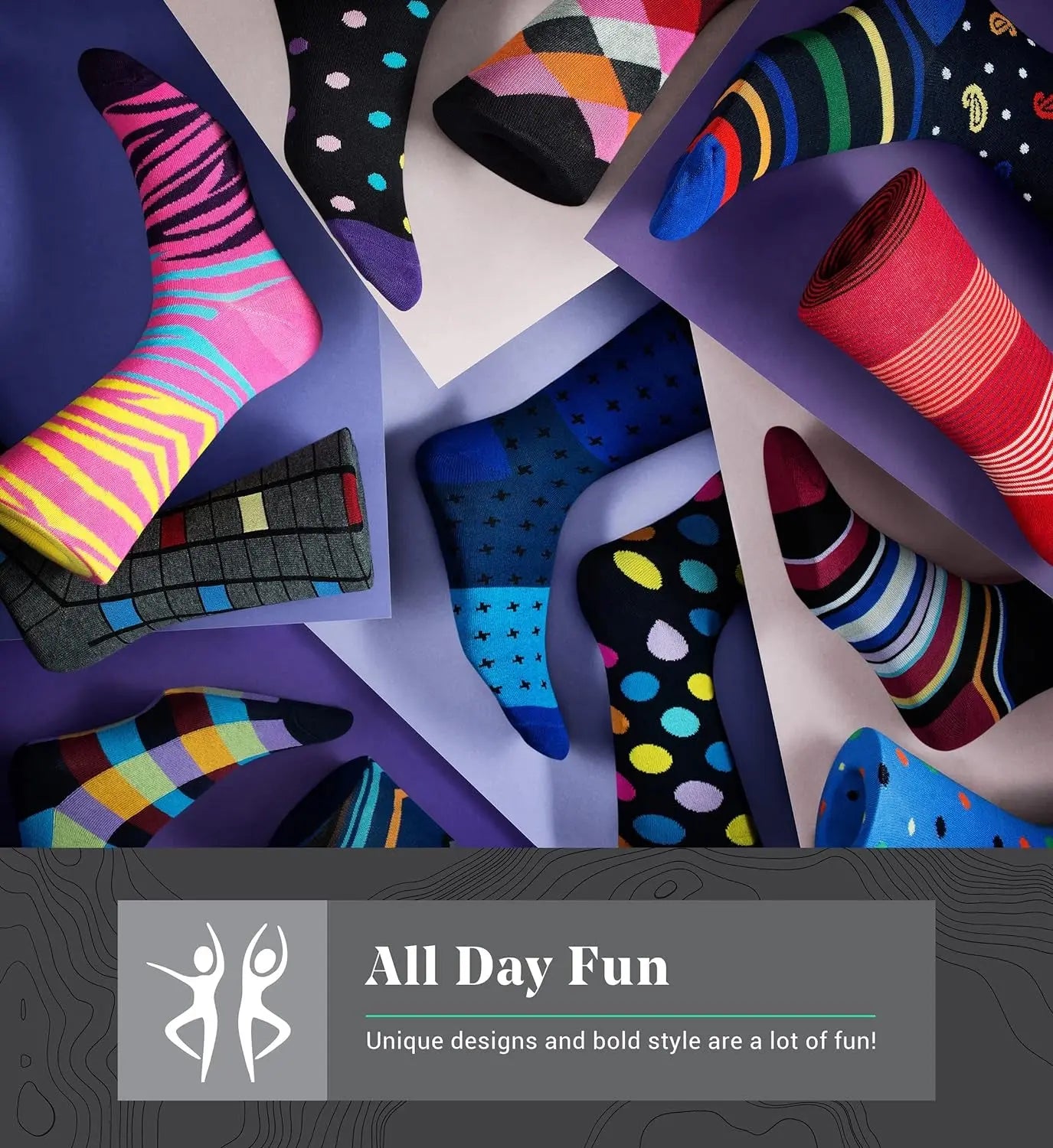 Marino Men's Dress Socks - Vibrant Cotton Patterned Socks - 12 Pack