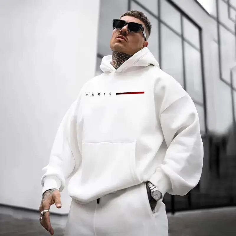 Men's Paris Fashion All-Season Casual Hooded Sweatshirts - Comfortable Pullover for Home and Outdoor Activities 2025
