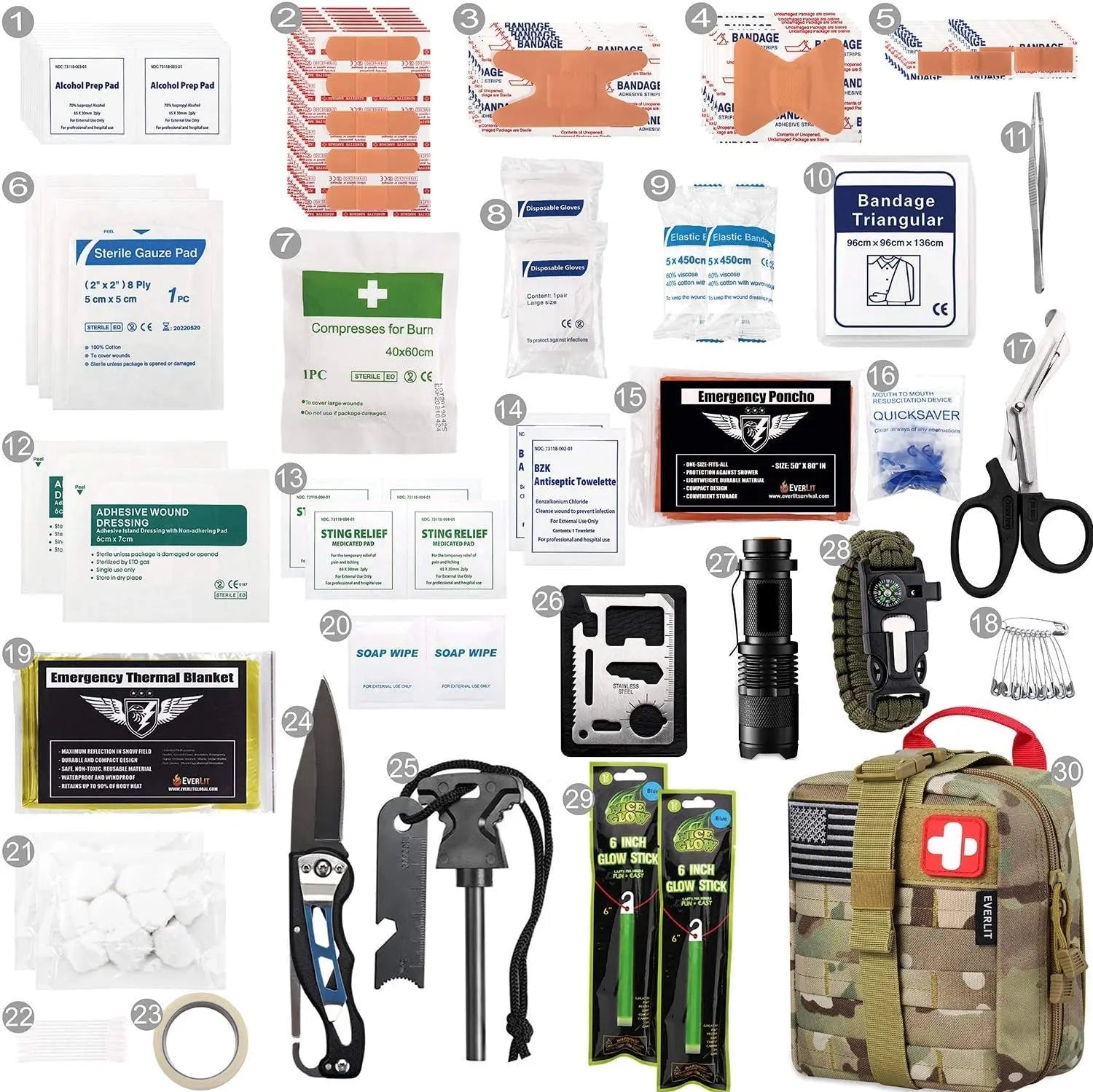 250-Piece Comprehensive Survival First Aid Kit with IFAK EMT Molle Pouch for Outdoor Activities, Emergency Preparedness, and Trauma Care