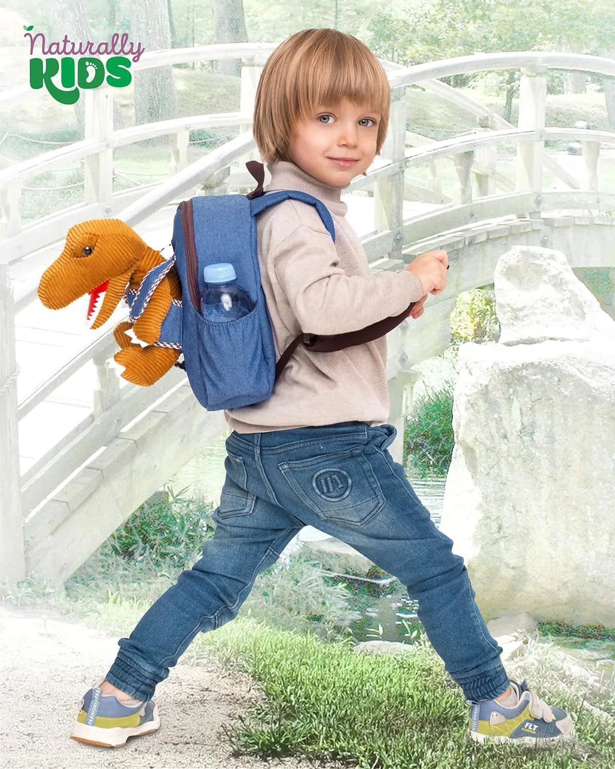 Dinosaur-Themed Toddler Backpack for Ages 3-5 with Detachable Toy, Multiple Pockets, and Reflective Logo Patch