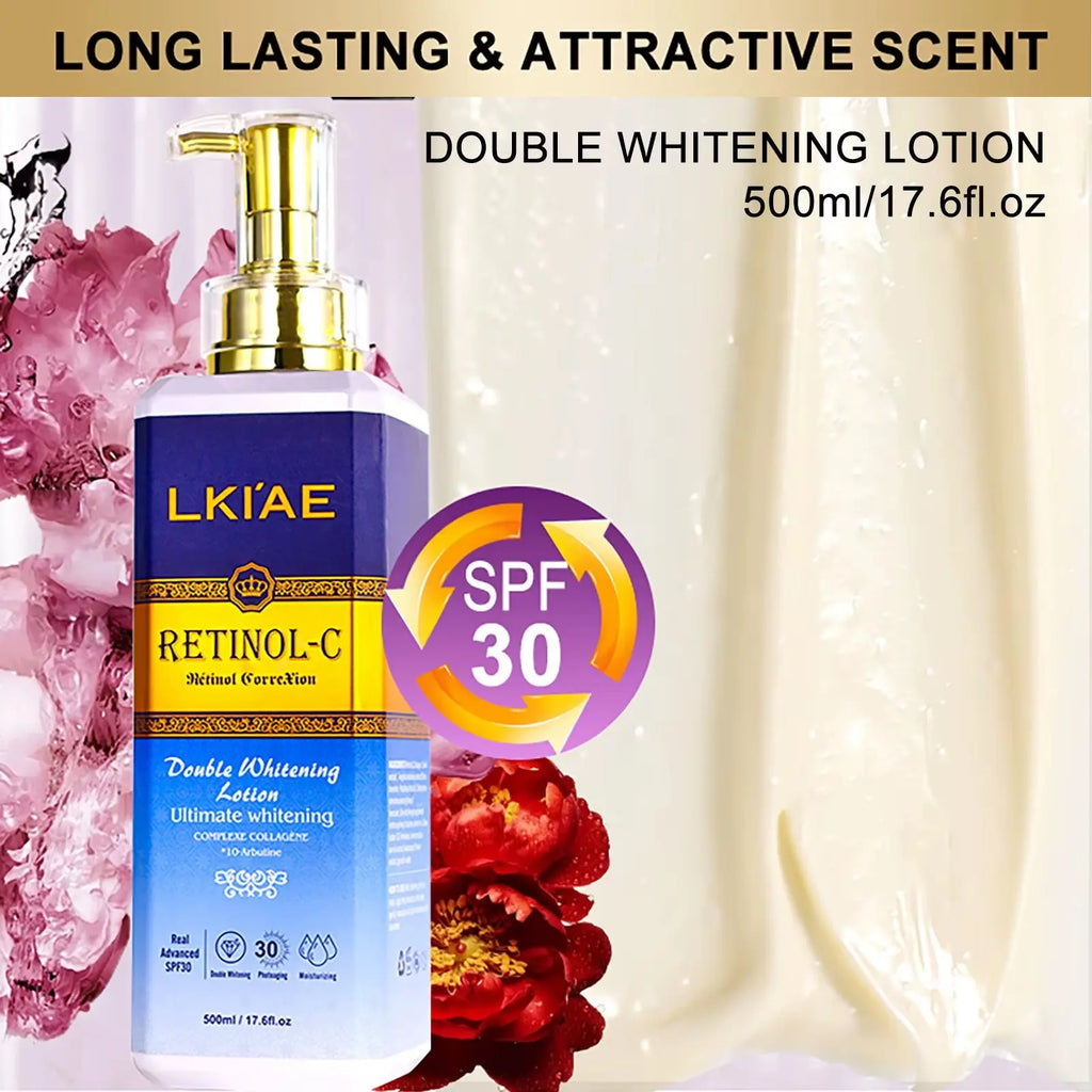 Professional Brightening Lotion Set for Women - Organic 5-Piece Skin Whitening and Skincare Routine with Retinol
