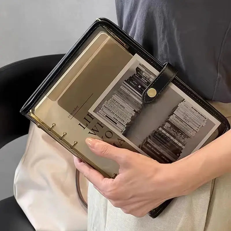 A5 A6 Transparent Binder Journal Soft Cover Notebook Diary Agenda Planner for Business and Office Use
