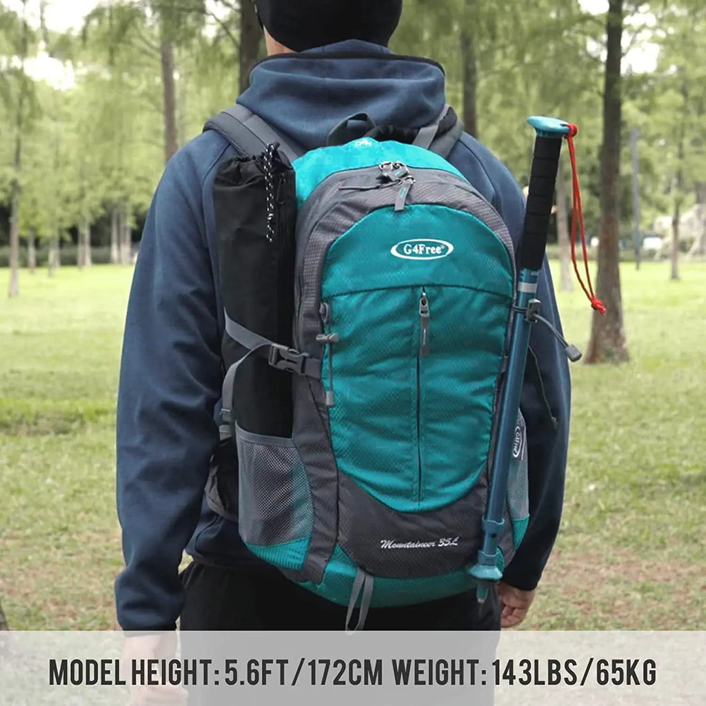 35L Water-Resistant Hiking Backpack with Rain Cover for Outdoor Sports and Travel, Lightweight Design for Men and Women (Black)