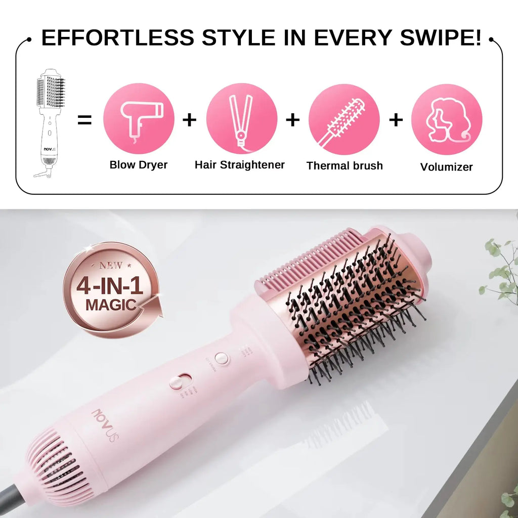 Smooth Style 2-in-1 Heated Comb and Blow Dryer Brush for Effortless Hair Straightening and Styling