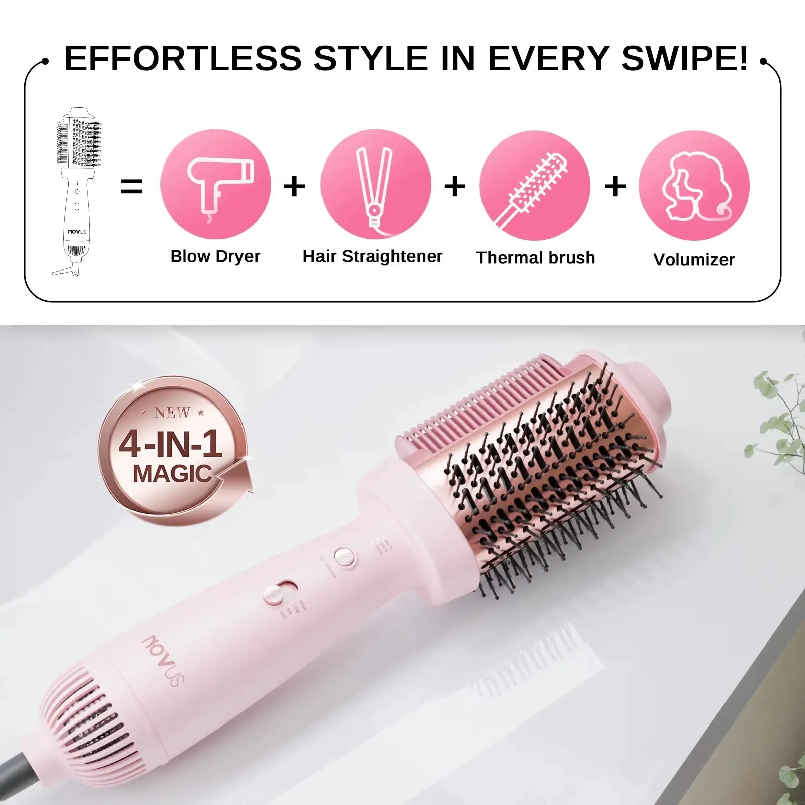 Smooth Style 2-in-1 Heated Comb and Blow Dryer Brush for Effortless Hair Straightening and Styling