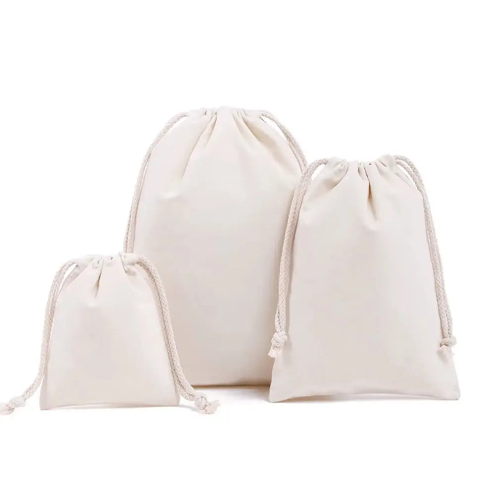 Canvas Drawstring Storage Bag - Portable Cotton Organizer Tote for Groceries and Shopping