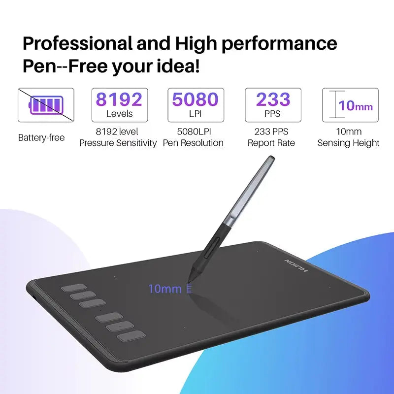H640P and H950P Ultralight Graphic Tablets with Battery-Free Stylus for Digital Drawing on PC and Android Devices