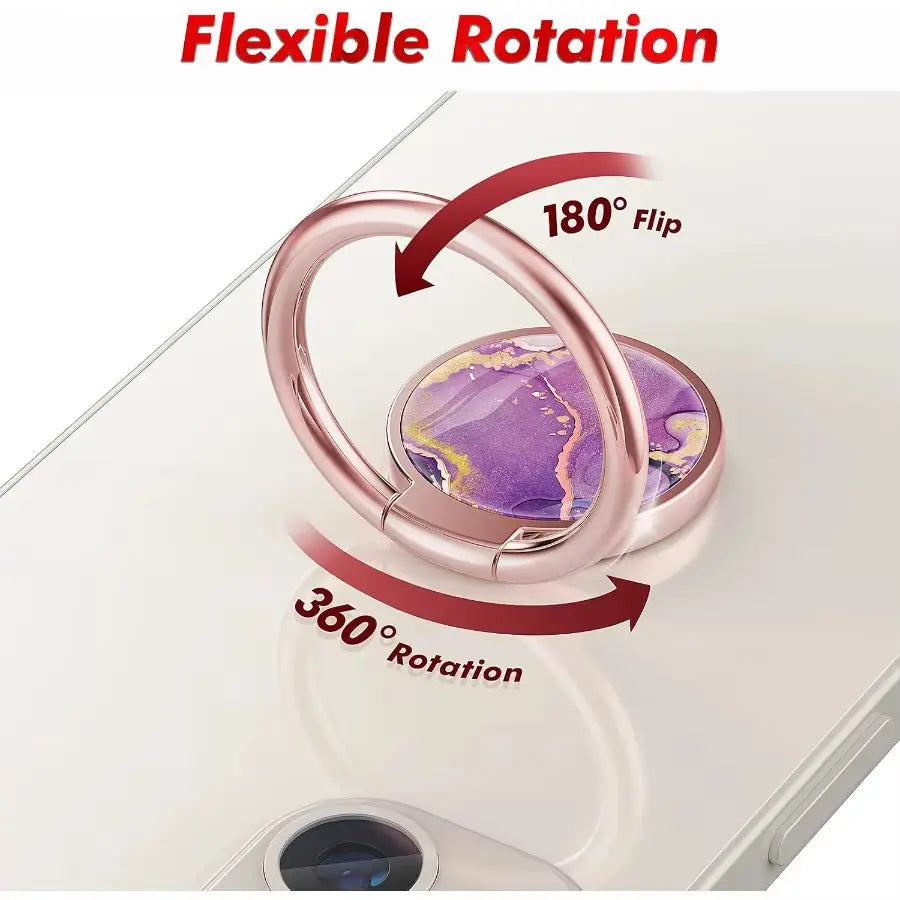 360-Degree Rotatable Metal Finger Ring Holder and Kickstand for Cell Phones, Compatible with Magnetic Car Mounts