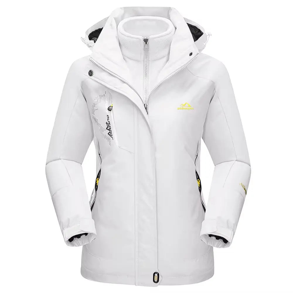 Women's 3-in-1 Winter Fleece Jacket - Waterproof Ski and Snowboard Coat, Outdoor Rain and Windbreaker Parka