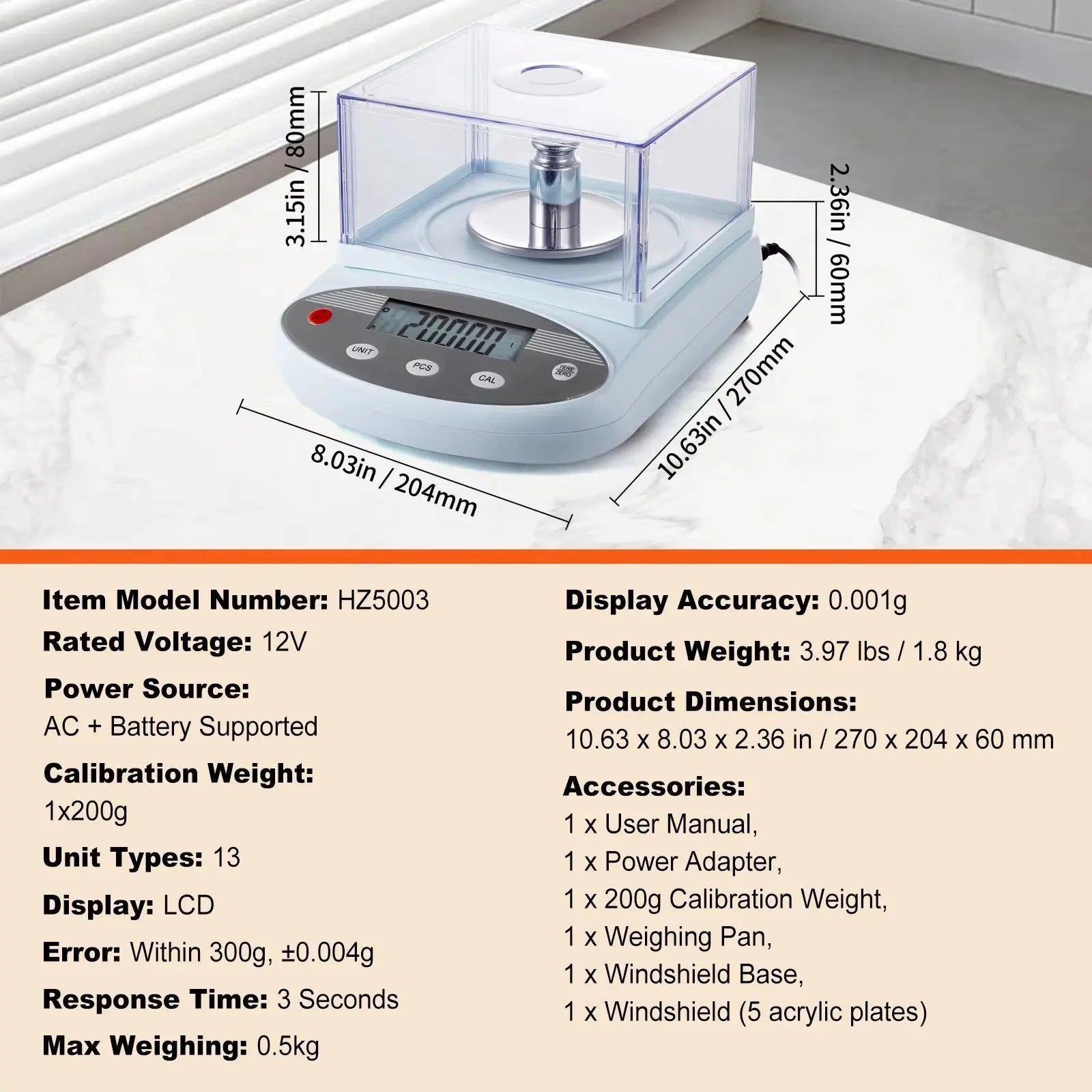 Succebuy 600X Analytical Balance - High Precision Lab Scale with 0.01g Accuracy and LCD Display for Jewelry Weighing