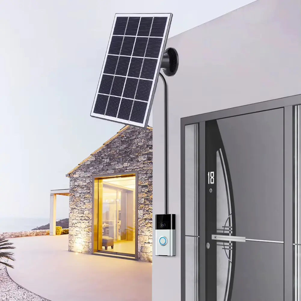 6-3W Solar Panel Charger for Ring Doorbell with IP65 Waterproof Rating and 360° Adjustable Wall Mount for Ring Video Doorbell Models 2, 3, 3 Plus, and 4