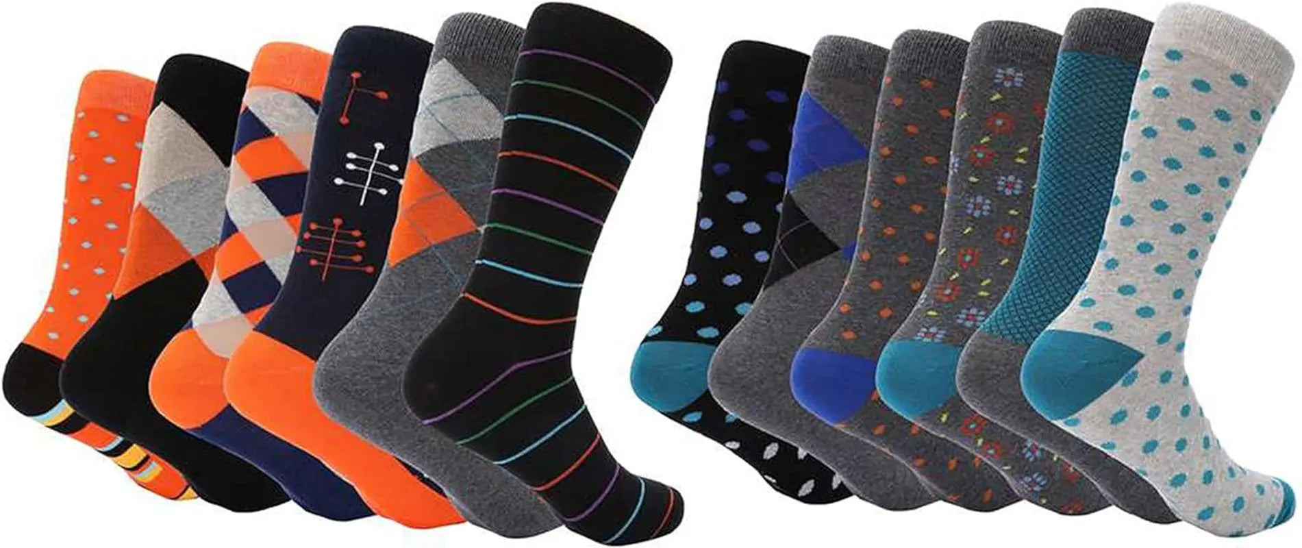 Marino Men's Dress Socks - Vibrant Cotton Patterned Socks - 12 Pack