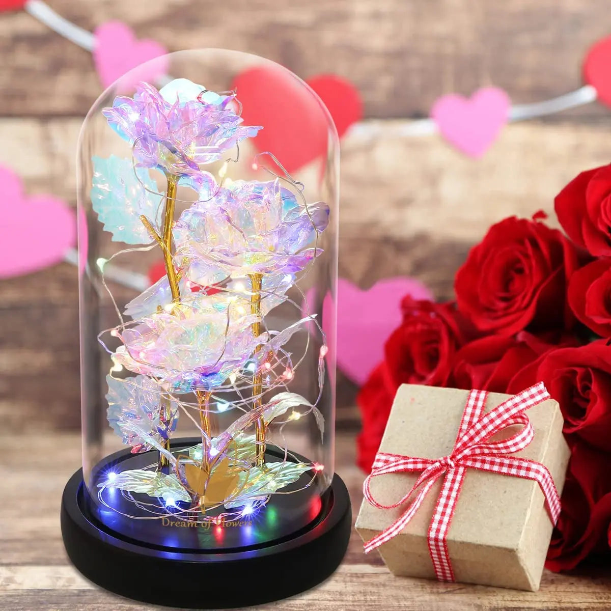 Elegant Glass Dome Rainbow Rose - Perfect Gift for Women, Moms, Wives, and Grandmothers for Anniversaries, Valentine's Day, Thanksgiving, Birthdays, and Weddings