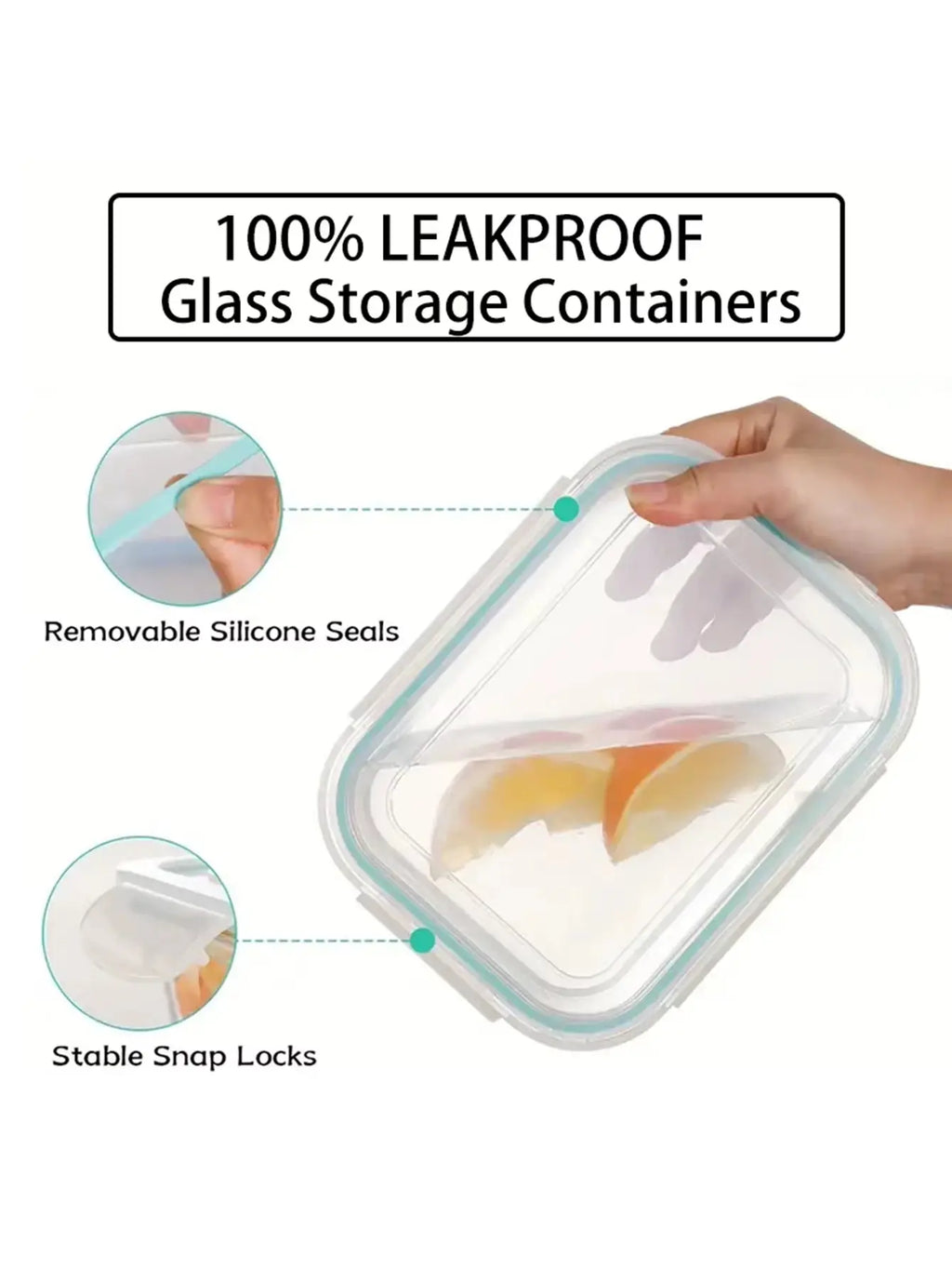 8-Piece Glass Meal Dispenser Bento Box Set with Leak-Proof Lids for Convenient Food Storage, Stackable Design, Easy to Clean and Organize