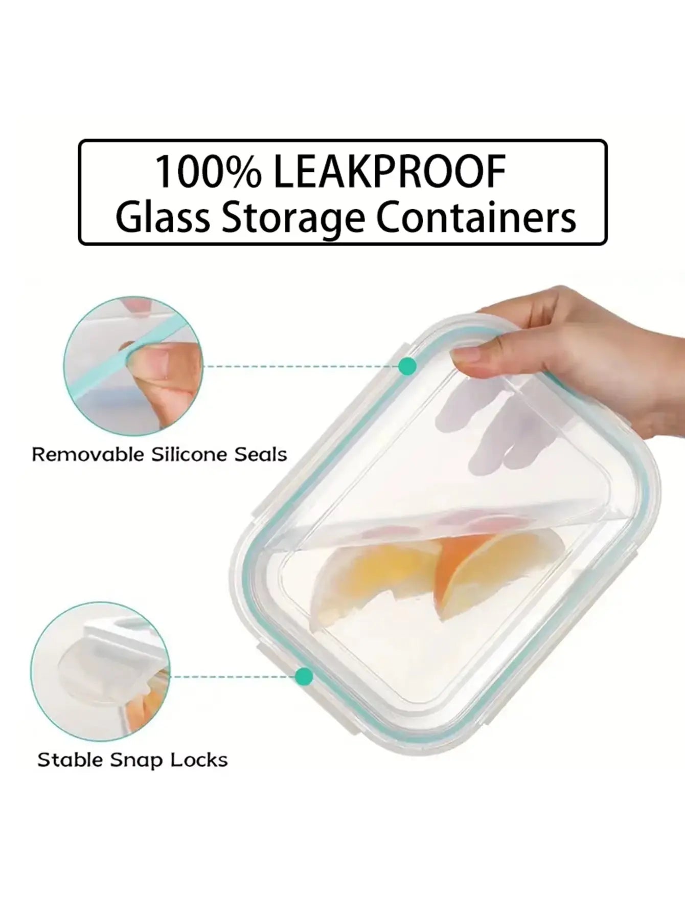 8-Piece Glass Meal Dispenser Bento Box Set with Leak-Proof Lids for Convenient Food Storage, Stackable Design, Easy to Clean and Organize